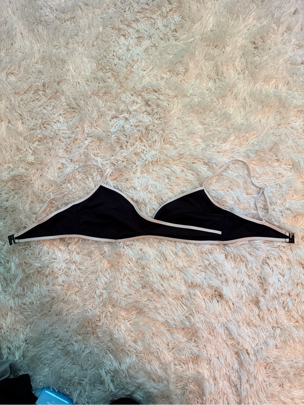 Topic of C Black Triangle Bikini Top with White Trim